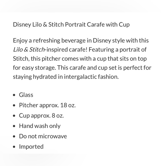 Disney Stitch Glass Pitcher and Cup - Picture 5 of 5